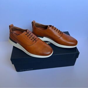 Elegant Tan Genuine Leather comfort sole NWB Oxfords prom wedding formal